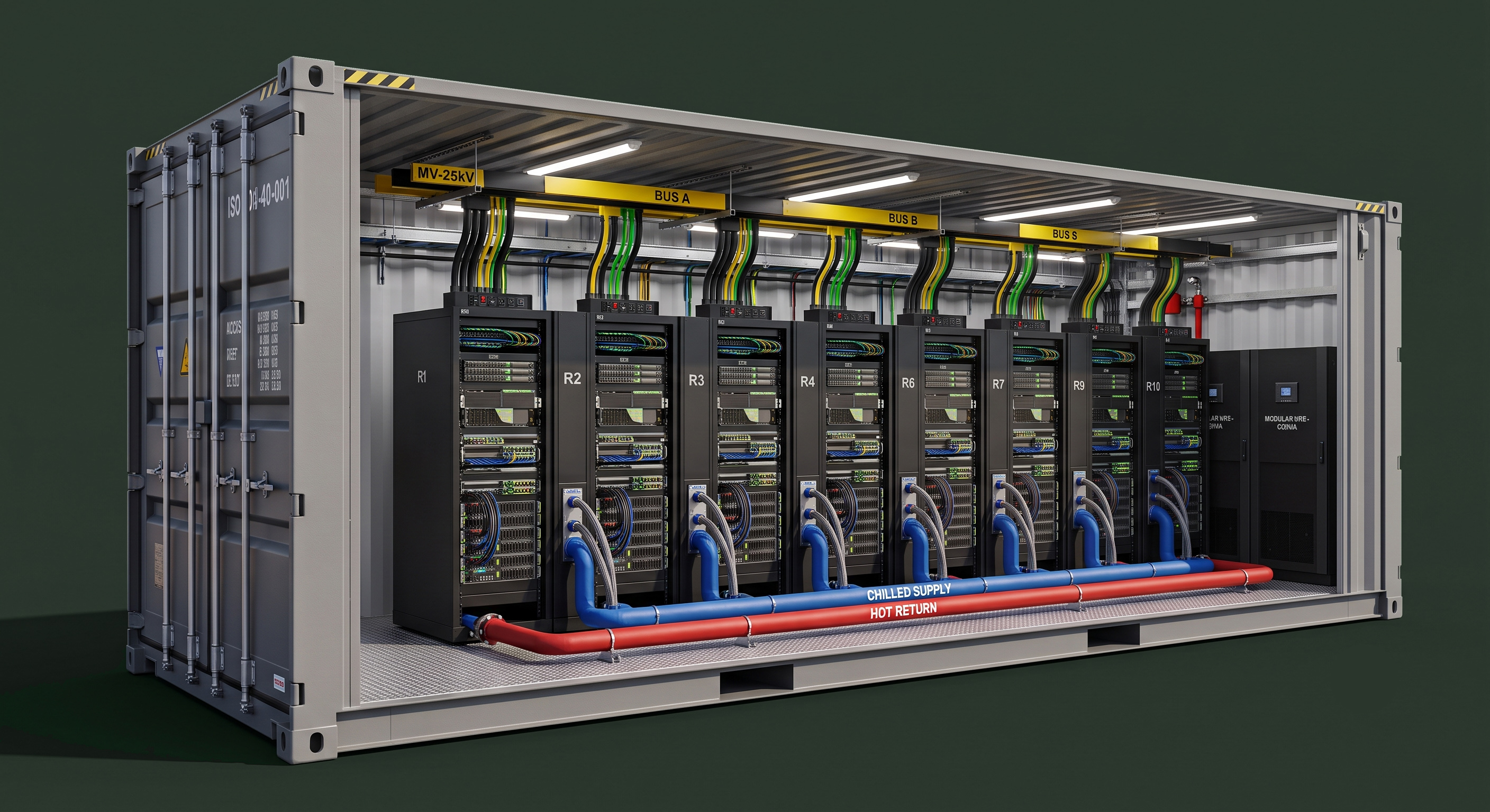 40 Foot Liquid Cooled Data Center Container Cutaway